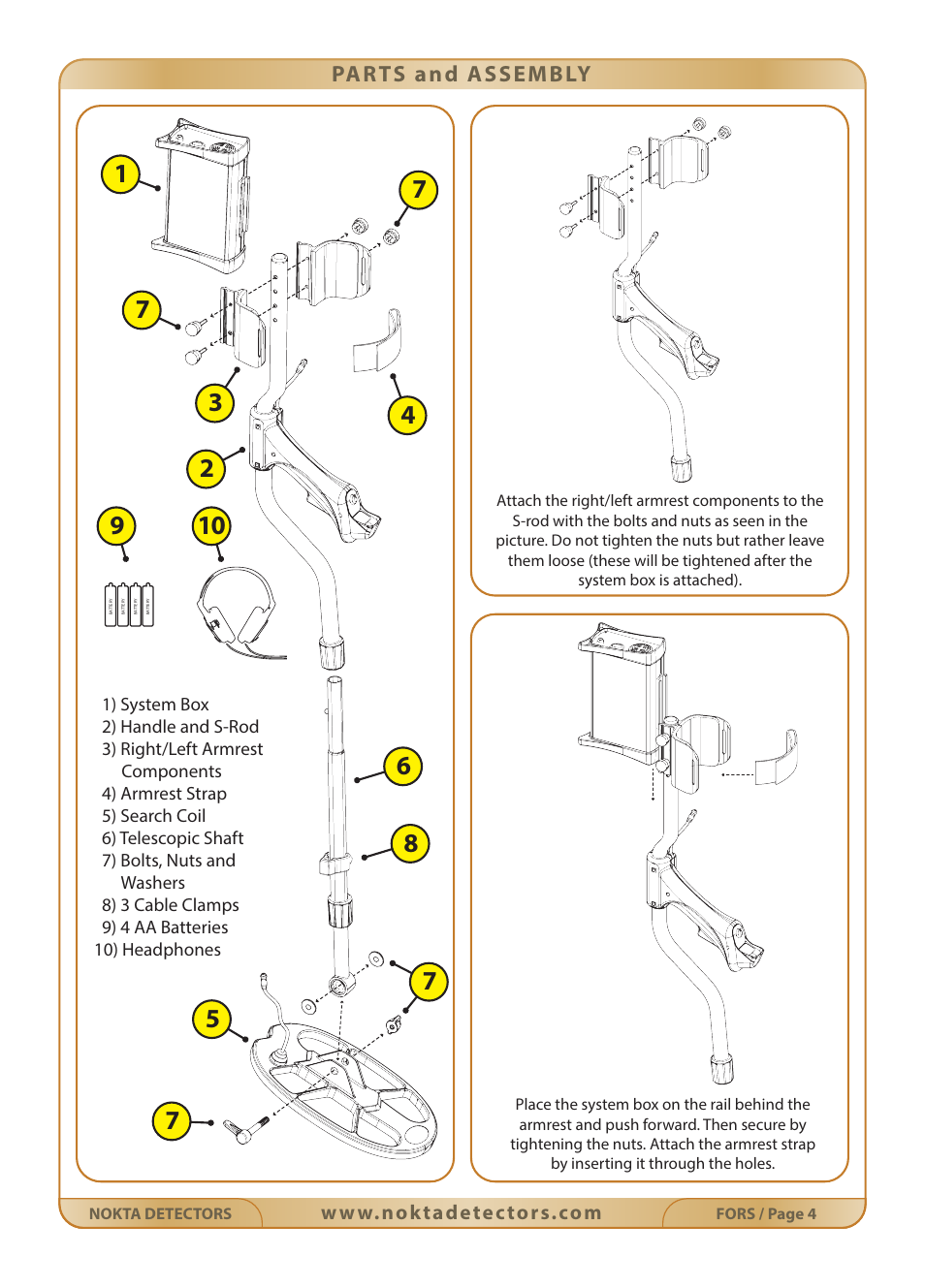 Parts and assembly | Nokta detectors Fors Gold User Manual | Page 5 / 33