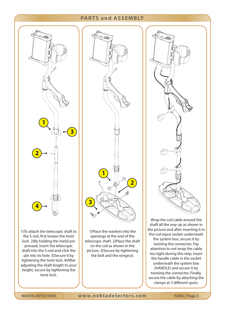 Parts and assembly | Nokta detectors Fors Gold User Manual | Page 6 / 33