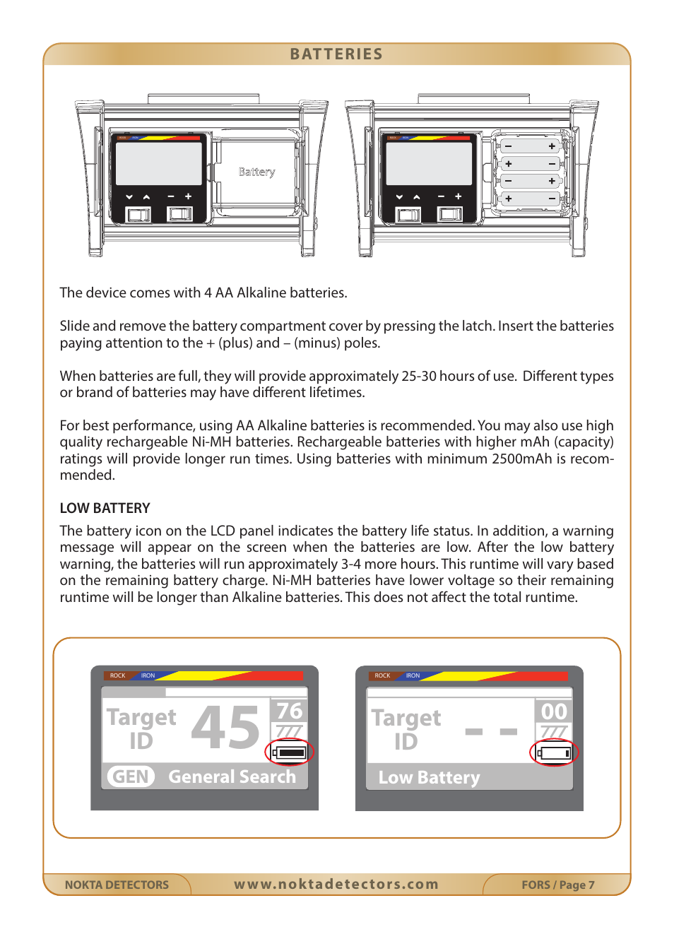 Target id | Nokta detectors Fors Gold User Manual | Page 8 / 33