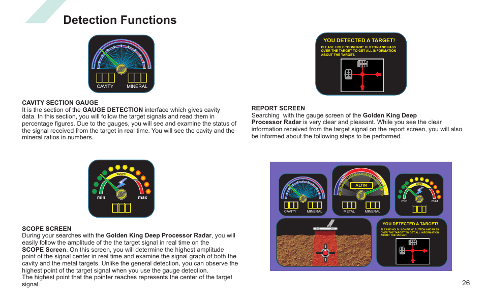 Detection functions | Nokta detectors Golden King NGR User Manual | Page 32 / 44