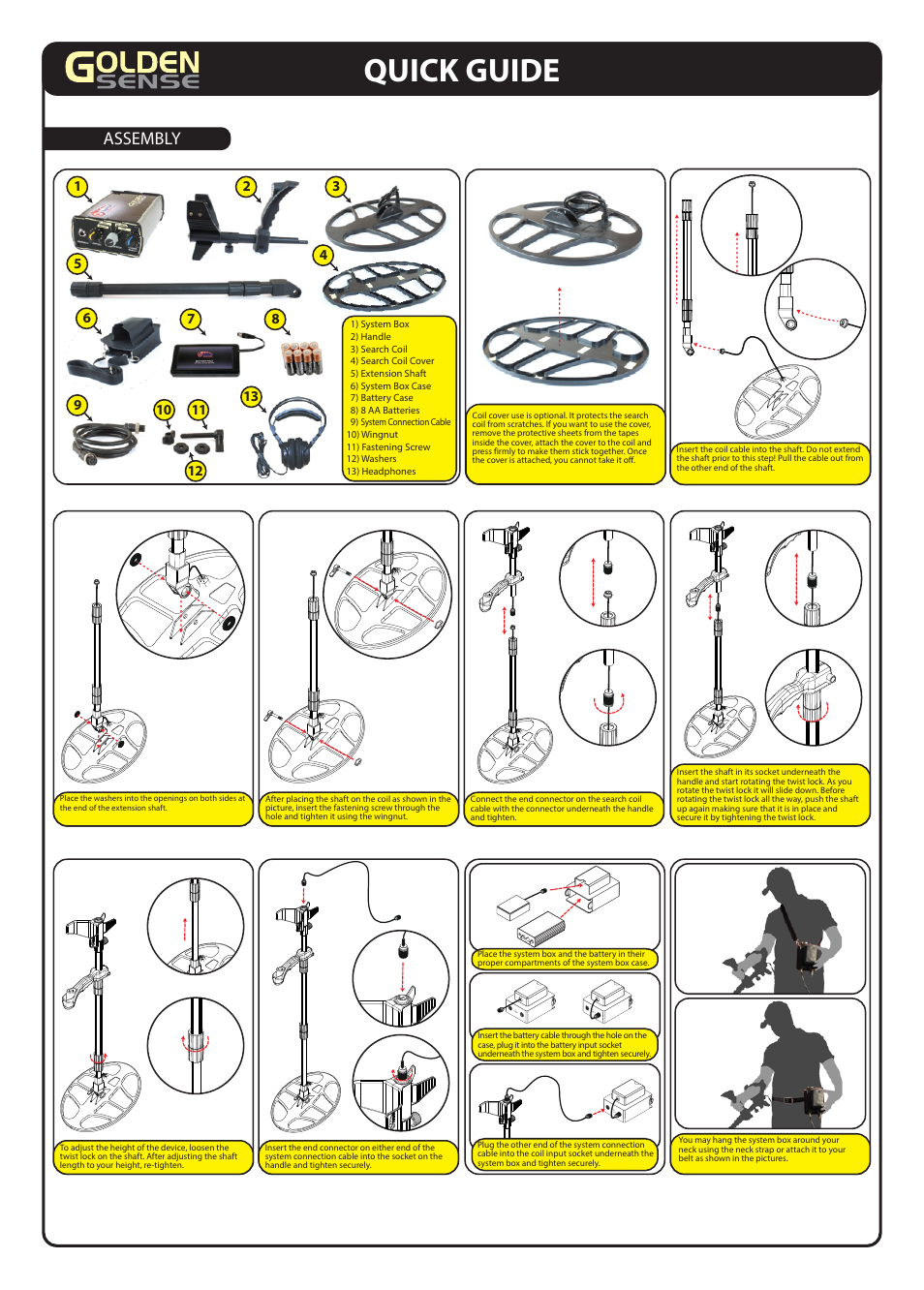 Quick guide, Assembly | Nokta detectors Golden Sense Quick Guide User Manual | Page 2 / 2