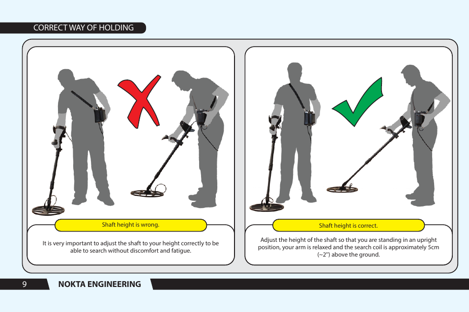 Nokta engineering 9 correct way of holding | Nokta detectors Golden Sense User Manual User Manual | Page 10 / 24