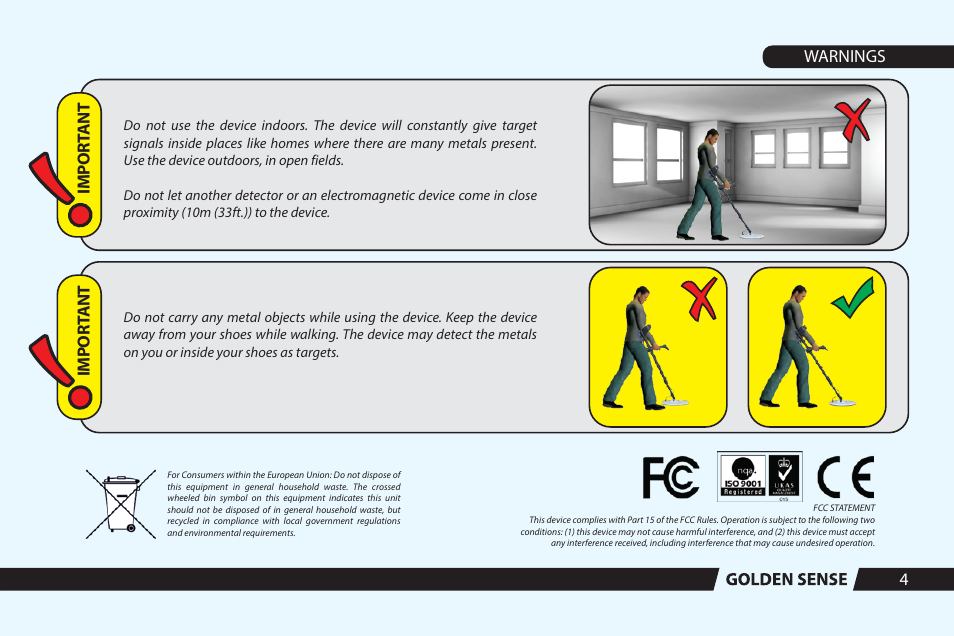4warnings, Import ant import ant | Nokta detectors Golden Sense User Manual User Manual | Page 5 / 24