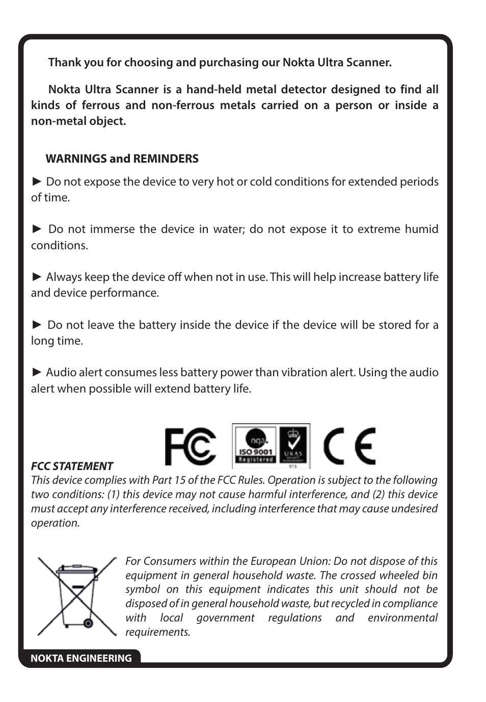 Nokta detectors Ultra Scanner User Manual | Page 2 / 8