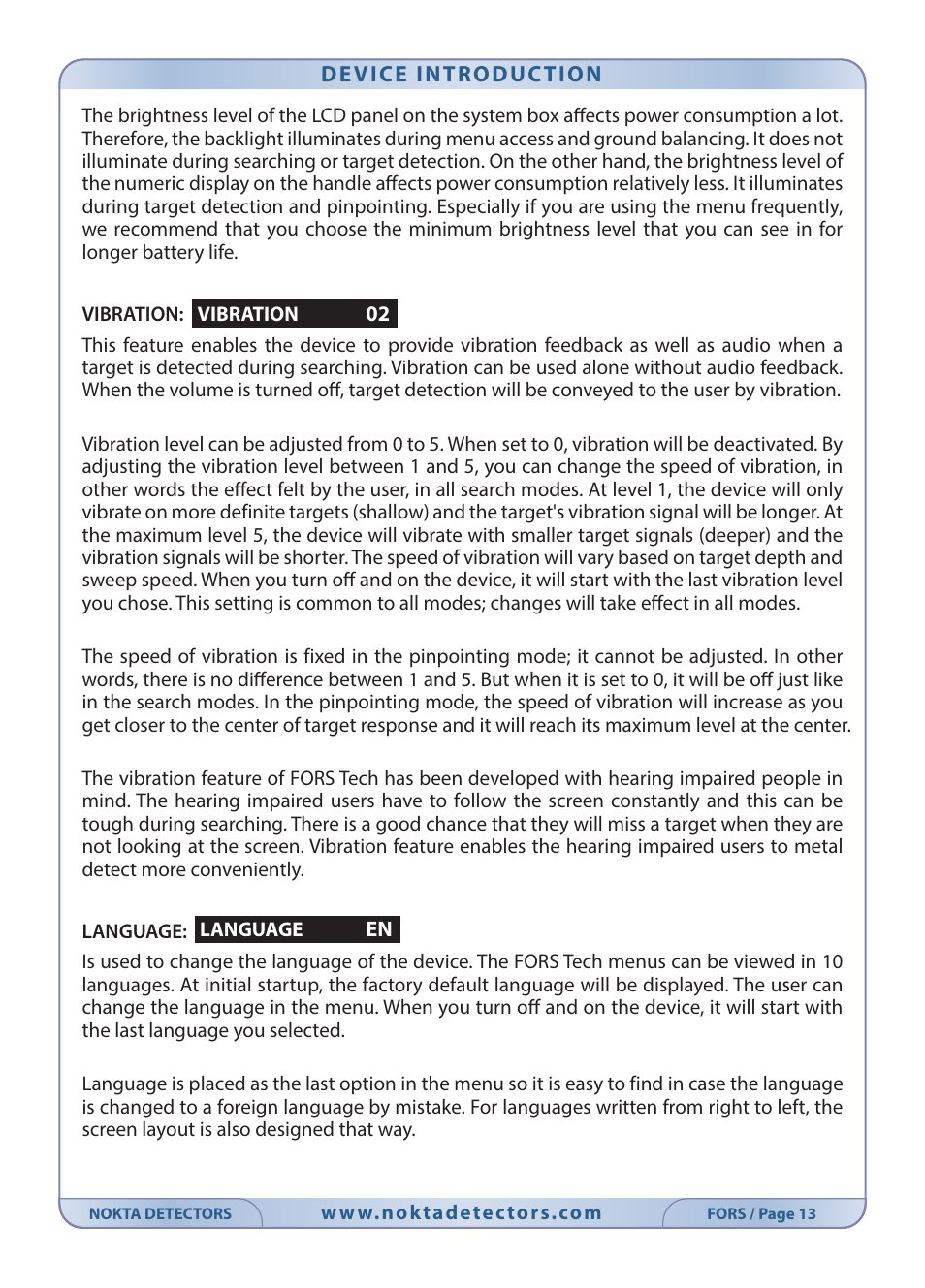 Nokta detectors Fors Tech User Manual | Page 15 / 32