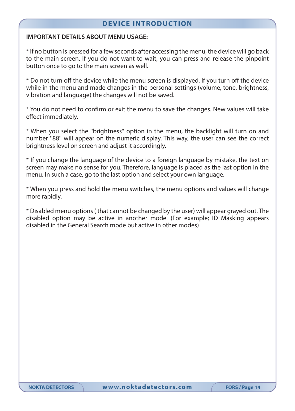 Nokta detectors Fors Tech User Manual | Page 16 / 32