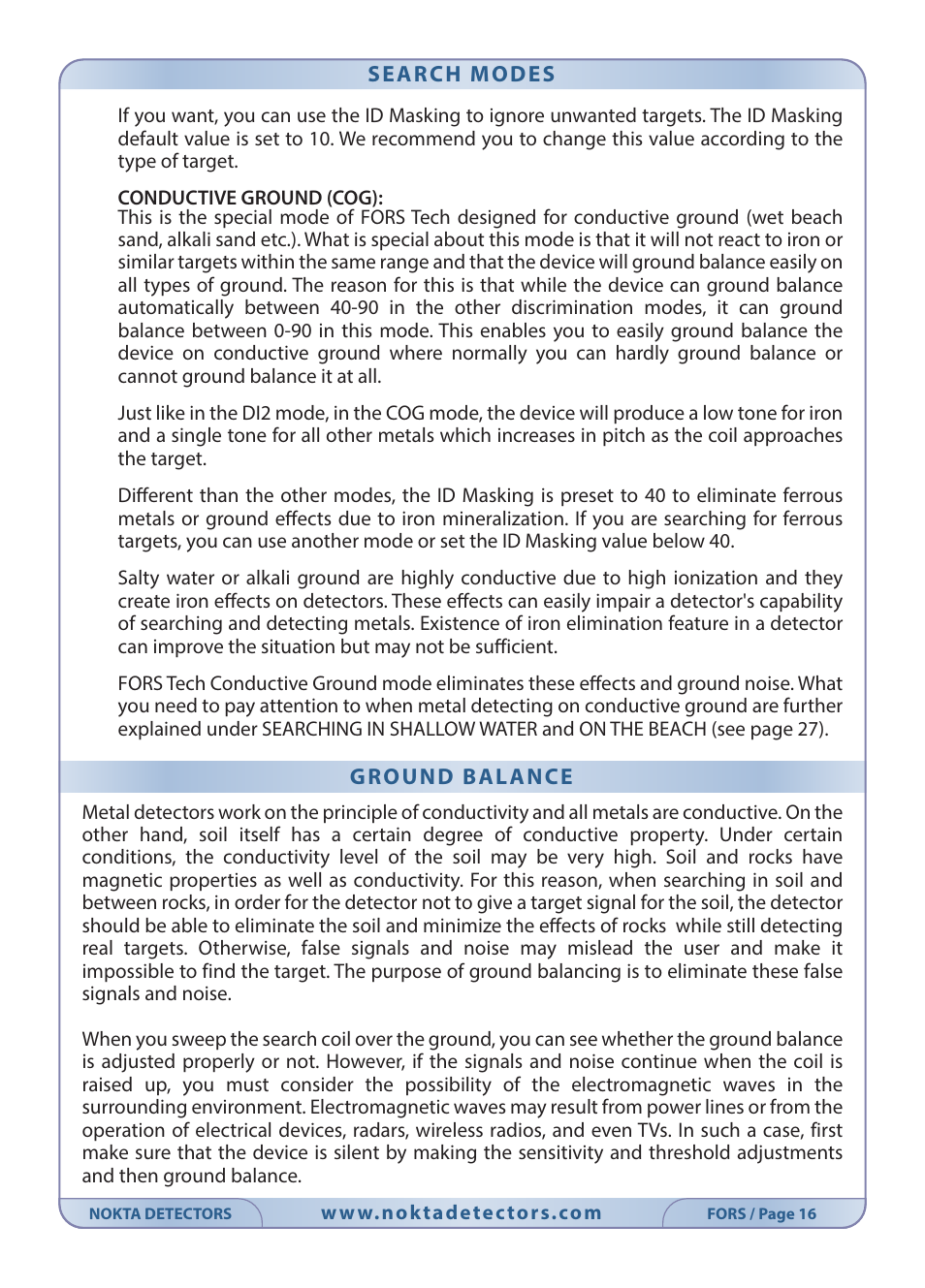 Nokta detectors Fors Tech User Manual | Page 18 / 32