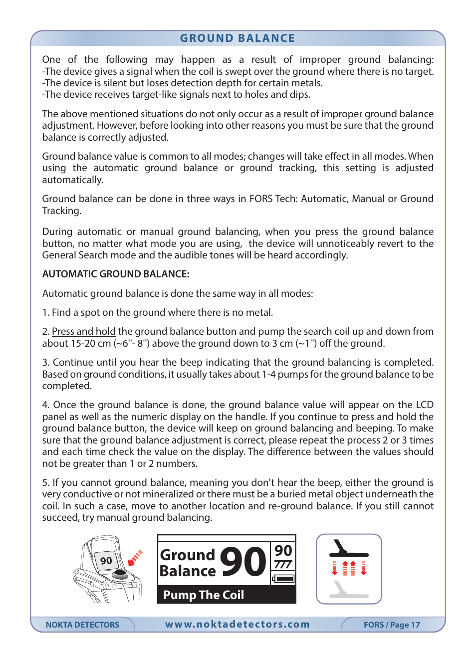 Ground balance | Nokta detectors Fors Tech User Manual | Page 19 / 32