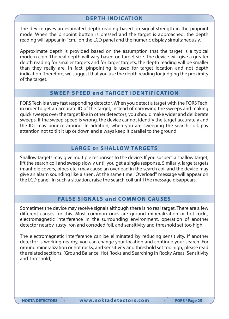 Nokta detectors Fors Tech User Manual | Page 27 / 32