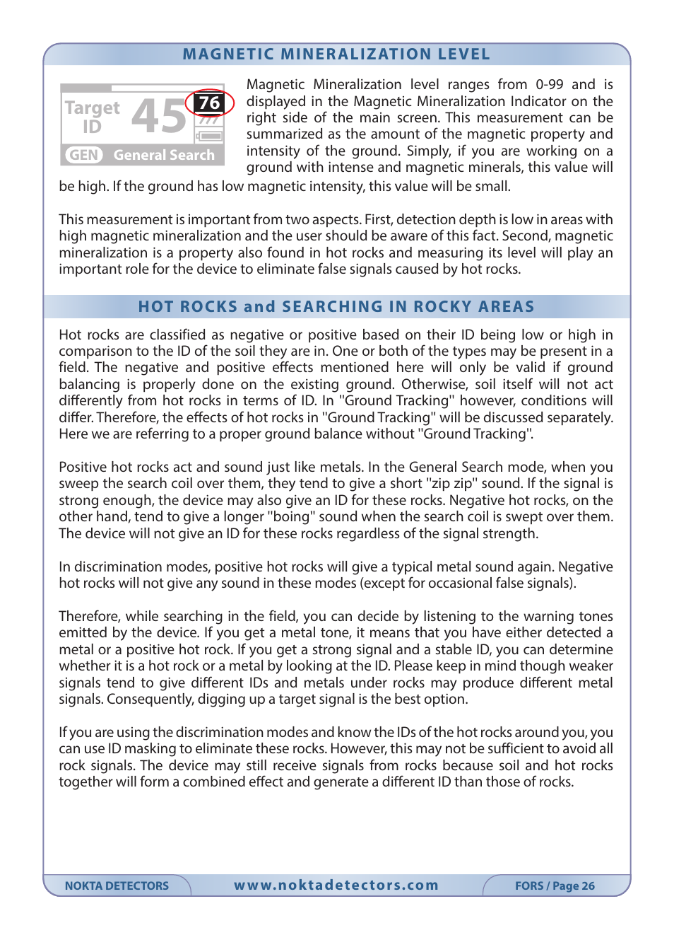 Nokta detectors Fors Tech User Manual | Page 28 / 32