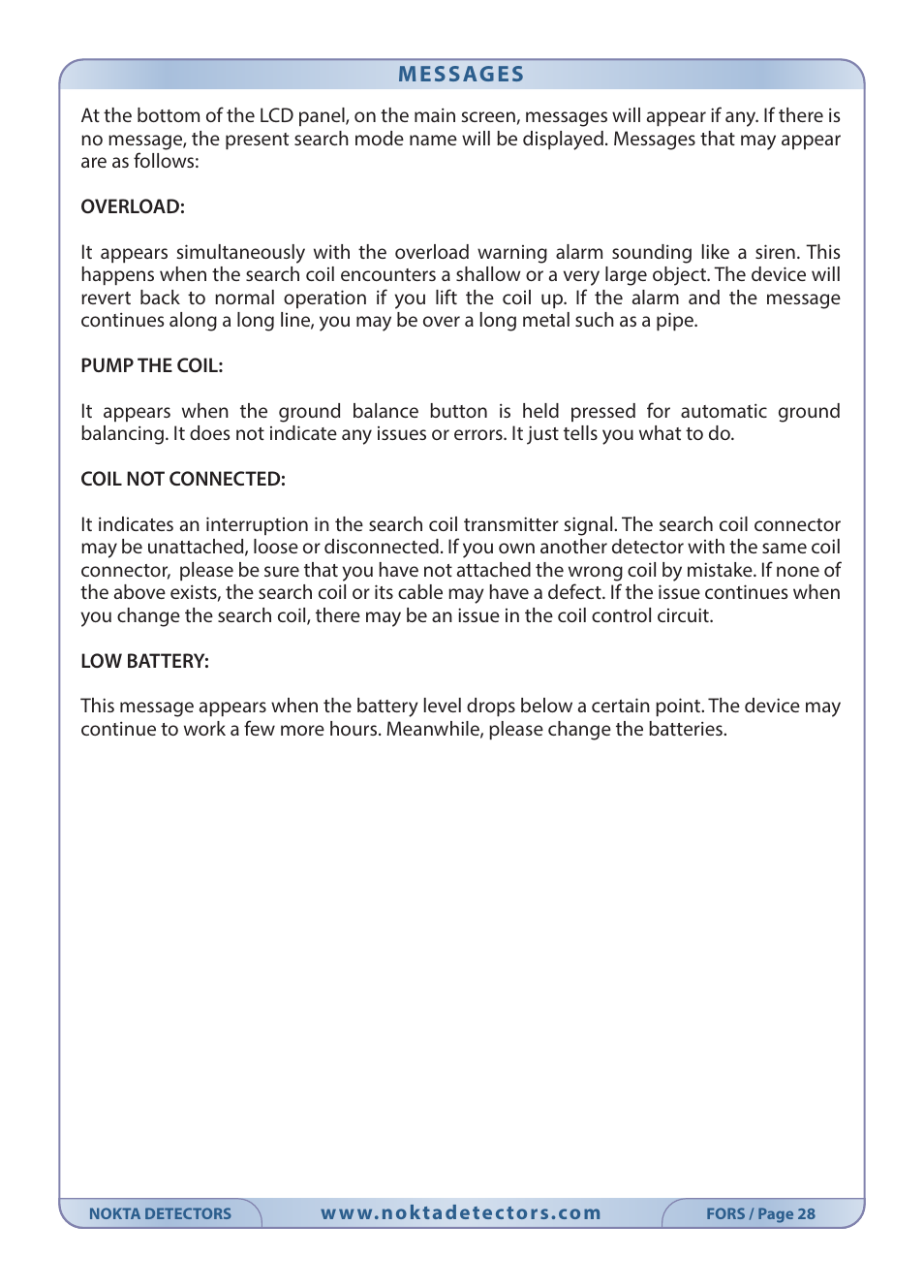 Nokta detectors Fors Tech User Manual | Page 30 / 32