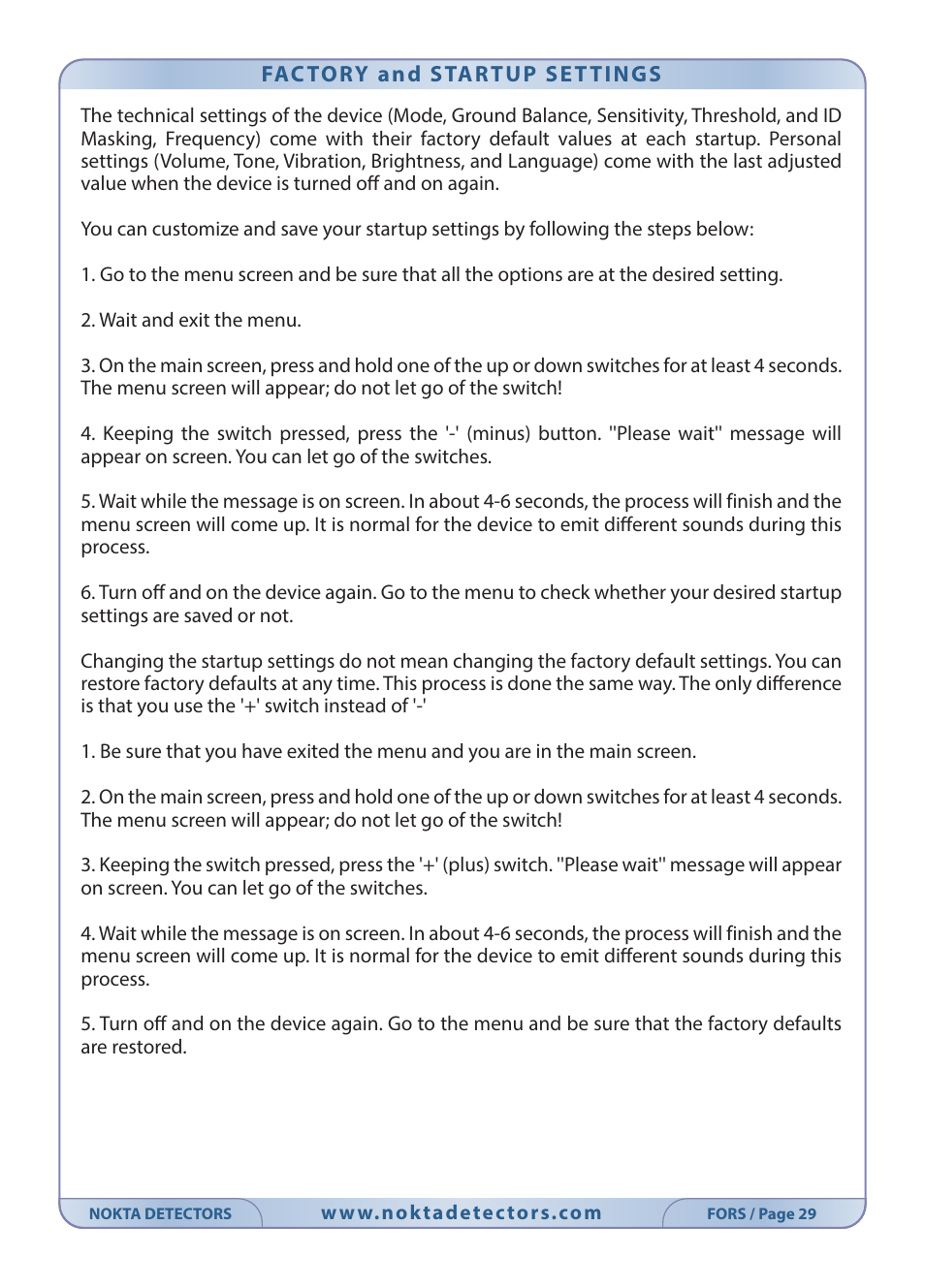 Nokta detectors Fors Tech User Manual | Page 31 / 32
