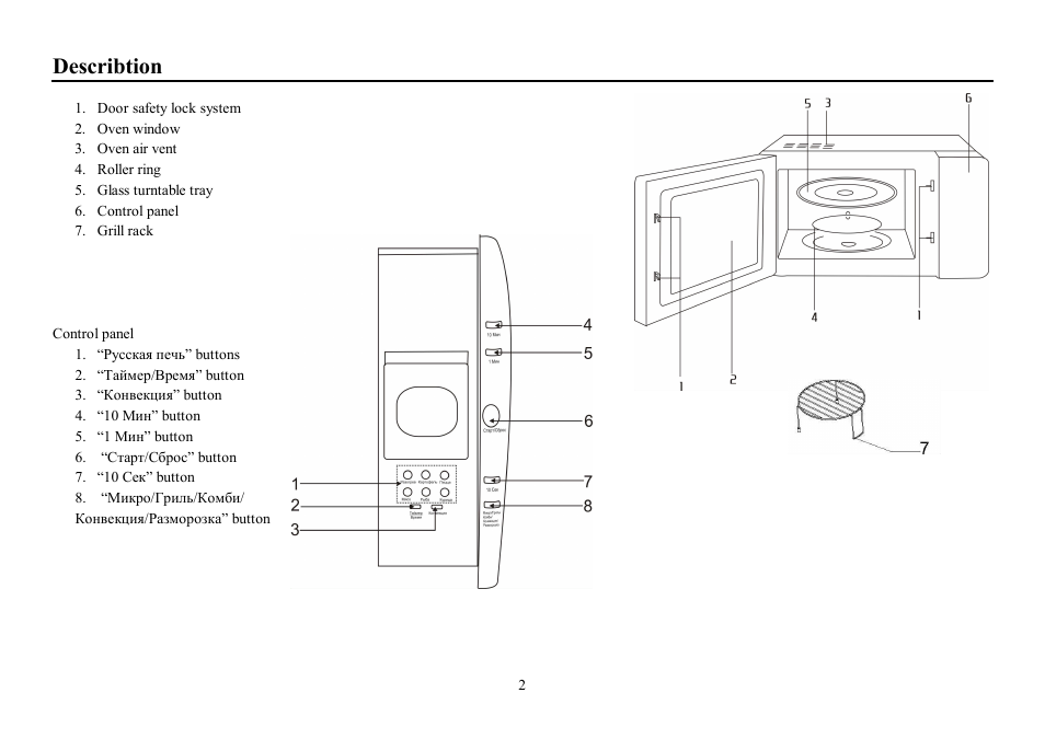 Describtion | Hyundai H-MW1230 User Manual | Page 2 / 24