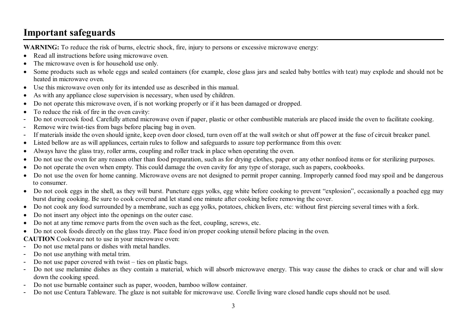 Important safeguards | Hyundai H-MW1230 User Manual | Page 3 / 24