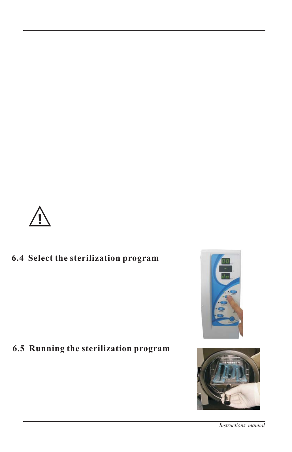 Error codes 6.4 select the sterilization program, 5 running the sterilization program | Nova-Tech B4000-16 User Manual | Page 10 / 28