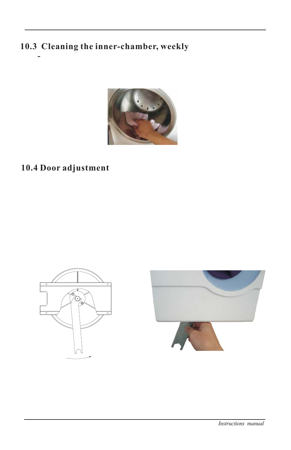 8 advanced adjustment settings, 1 adjustment of sterilization time and drying time, 3 cleaning the inner-chamber, weekly | 4 door adjustment | Nova-Tech B4000-16 User Manual | Page 16 / 28