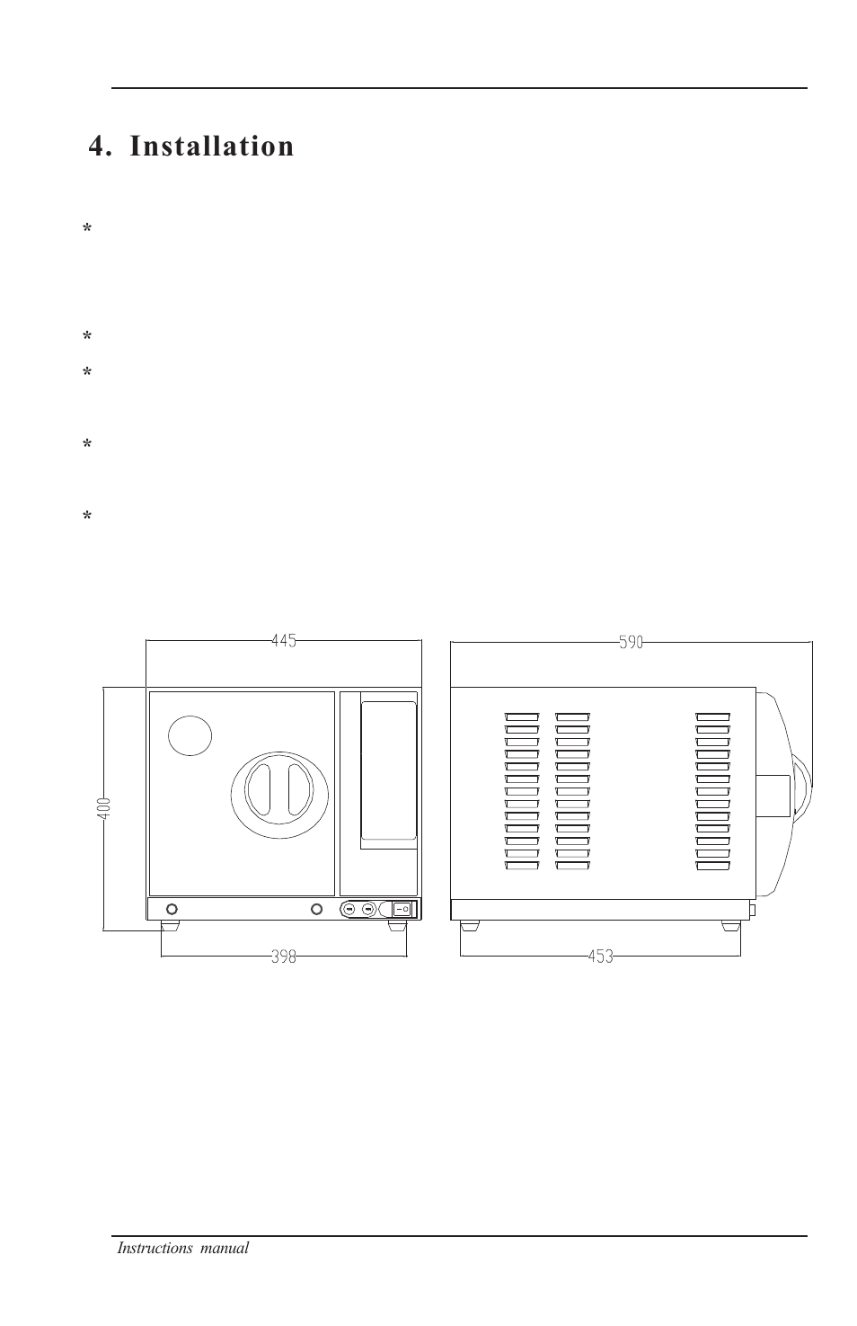Installation, Appendix 2, Diagrams of the sterilization programmes | Above dimensions are shown in mm | Nova-Tech B4000-16 User Manual | Page 7 / 28
