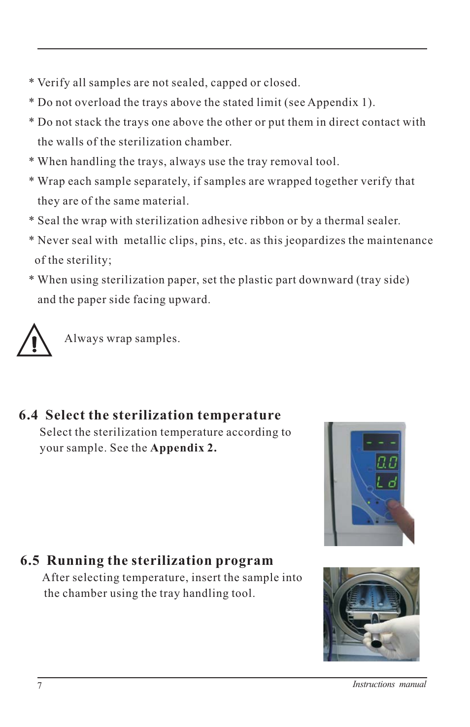 4 select the sterilization temperature, 5 running the sterilization program, 5 replacement of the door seal | Nova-Tech B4000-M User Manual | Page 10 / 23