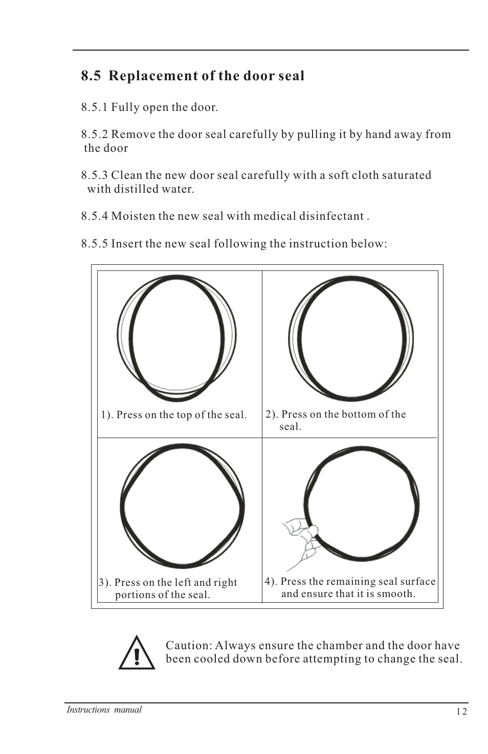 4 select the sterilization temperature, 5 running the sterilization program, 5 replacement of the door seal | Nova-Tech B4000-M User Manual | Page 15 / 23
