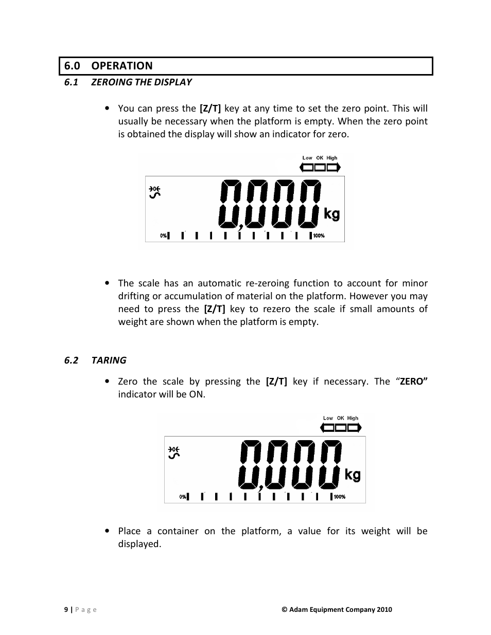 0 operation | Nova-Tech AE402 Indicator User Manual | Page 11 / 44