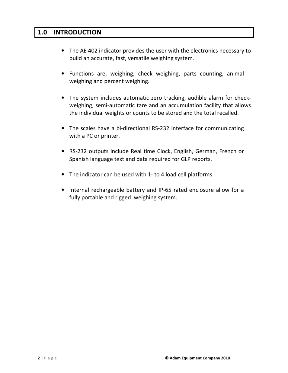 0 introduction | Nova-Tech AE402 Indicator User Manual | Page 4 / 44