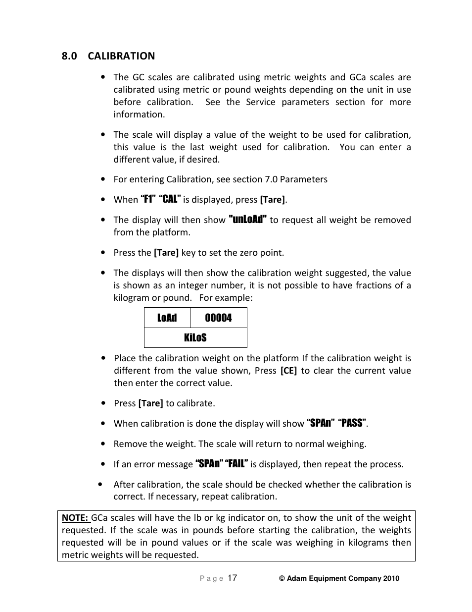 0 calibration | Nova-Tech GC Indicator User Manual | Page 19 / 44