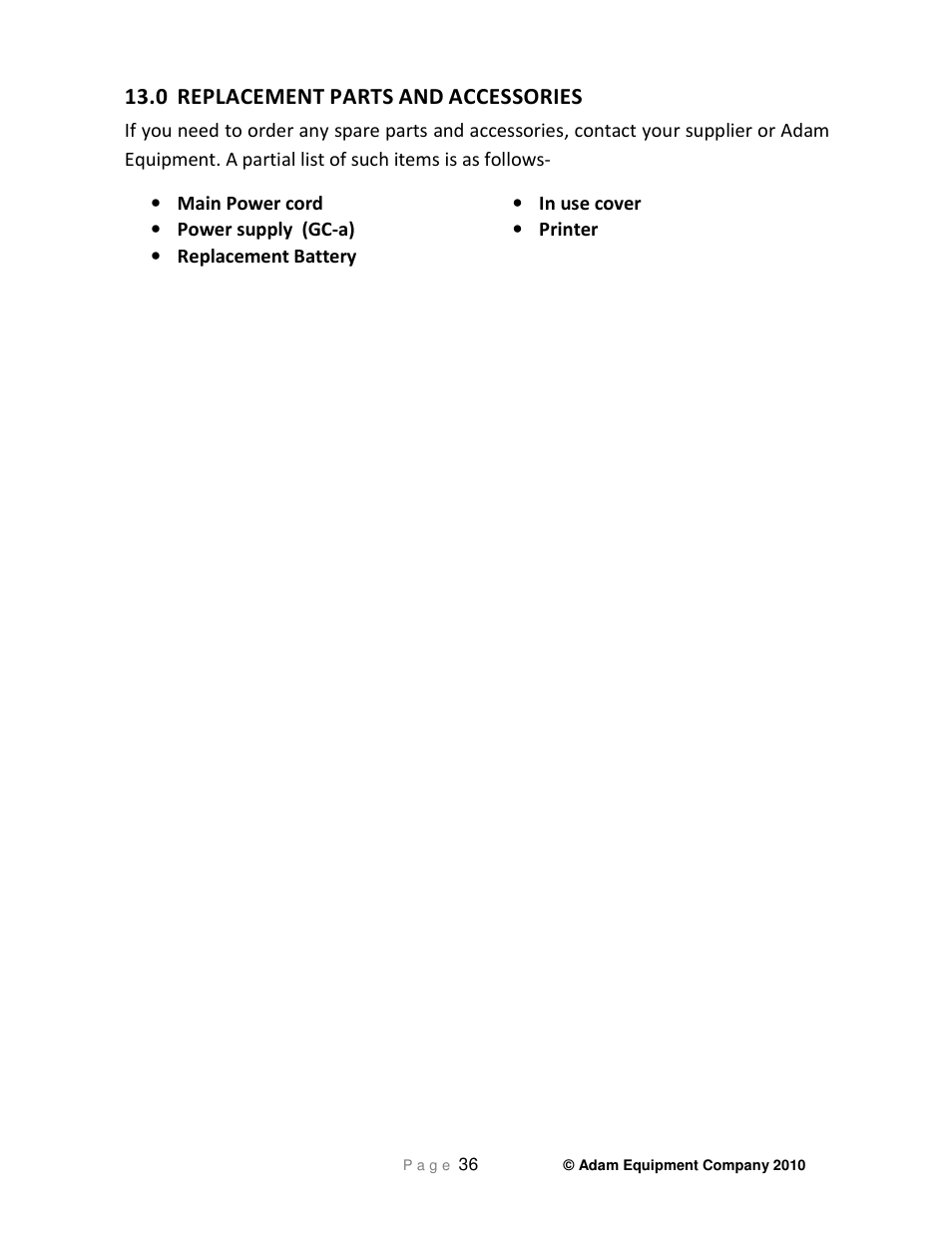 0 replacement, Parts, Accessories | Nova-Tech GC Indicator User Manual | Page 38 / 44