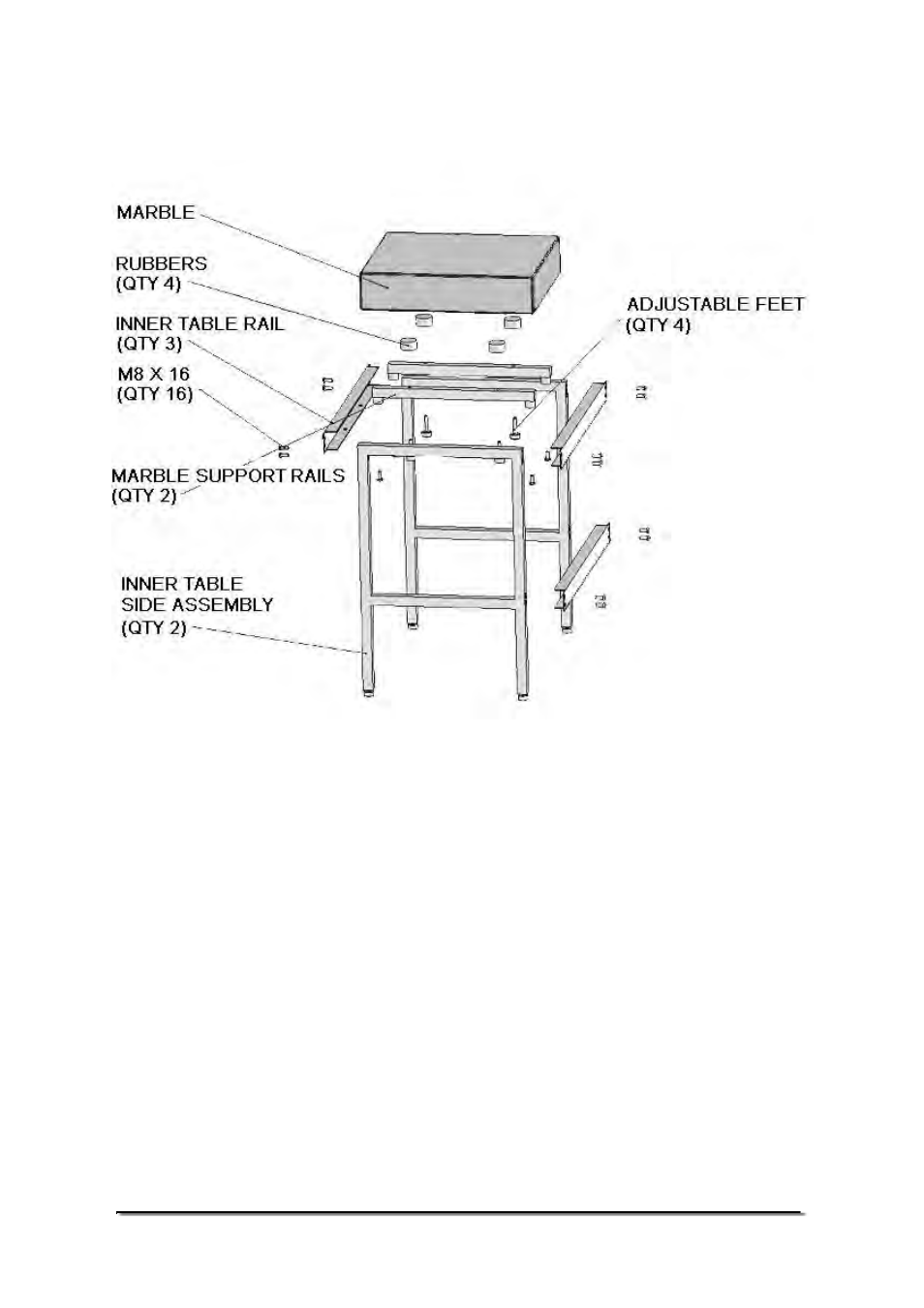 2 inner table assembly diagram | Nova-Tech Anti-Vibration Table User Manual | Page 4 / 8