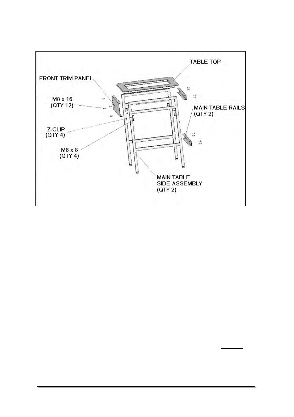 3 main table assembly diagram | Nova-Tech Anti-Vibration Table User Manual | Page 5 / 8