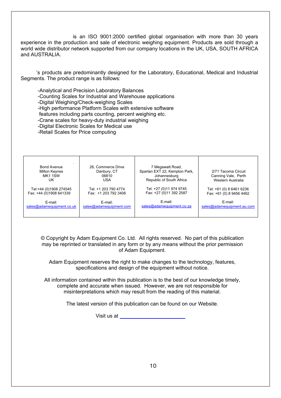 Nova-Tech Density Kit for Adam PW and PGW Series User Manual | Page 12 / 12