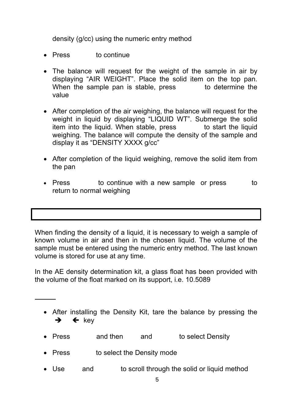 0 measurement of liquid density | Nova-Tech Density Kit for Adam PW and PGW Series User Manual | Page 7 / 12