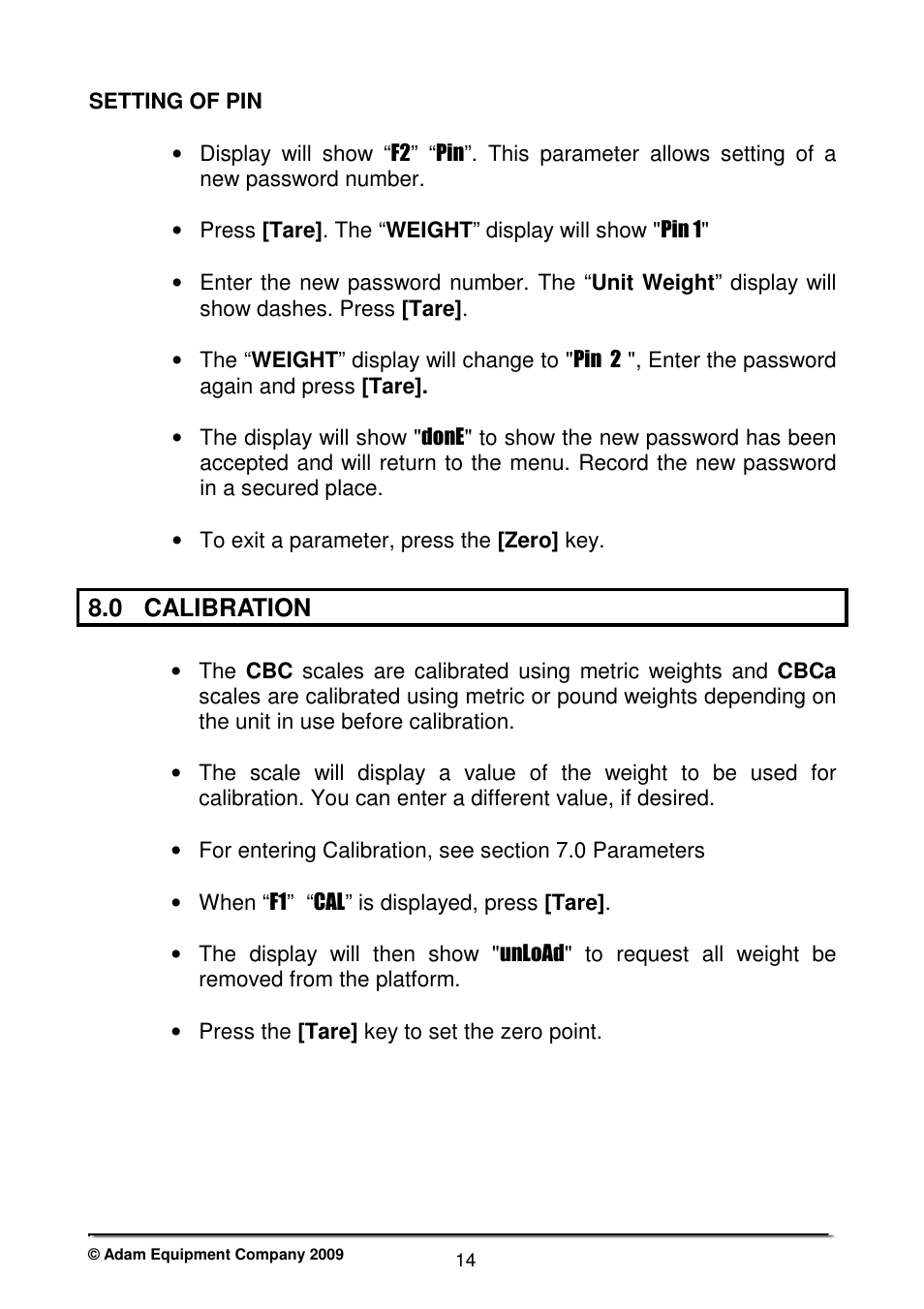 0 calibration | Nova-Tech CBC Series User Manual | Page 16 / 28