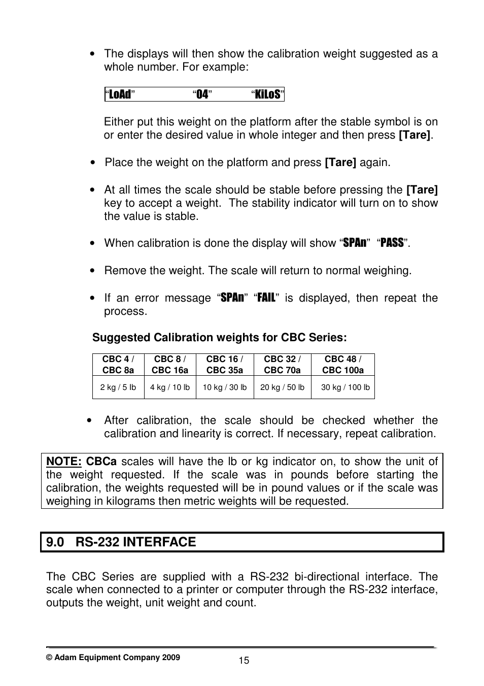 0 rs-232 interface | Nova-Tech CBC Series User Manual | Page 17 / 28