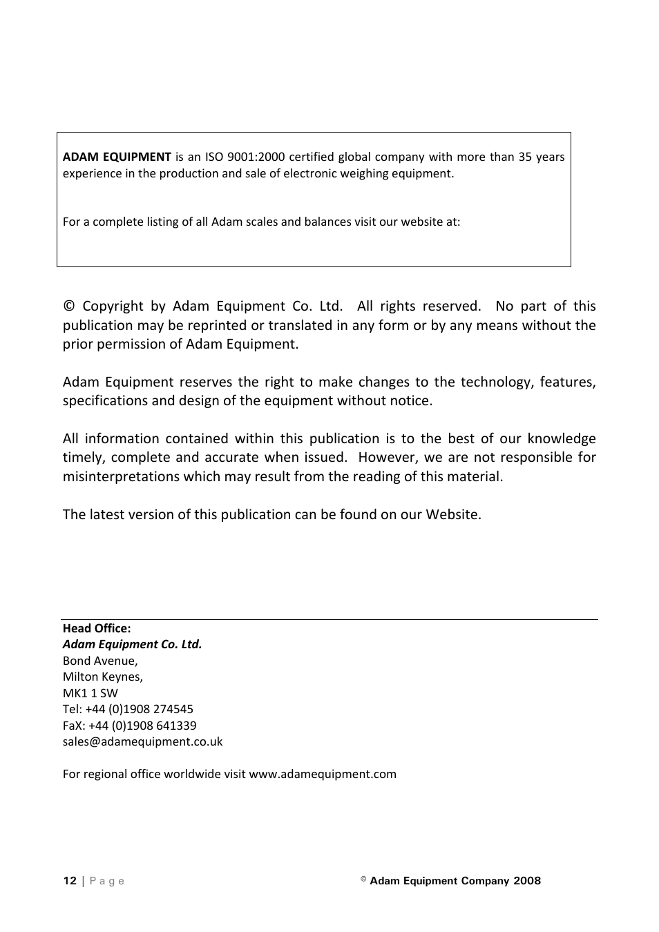 Nova-Tech DCT Series User Manual | Page 12 / 12