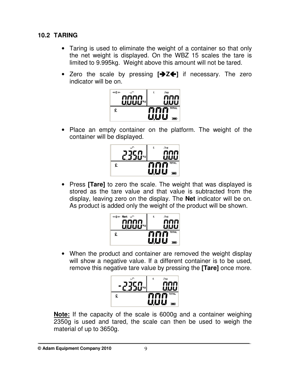 2 taring | Nova-Tech WBZ..aM Series User Manual | Page 11 / 24