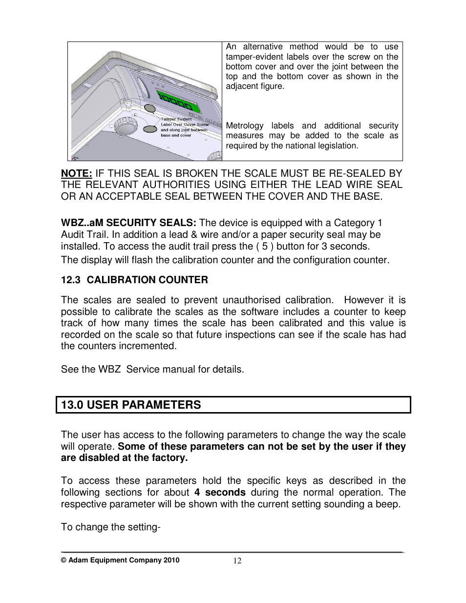0 user parameters | Nova-Tech WBZ..aM Series User Manual | Page 14 / 24