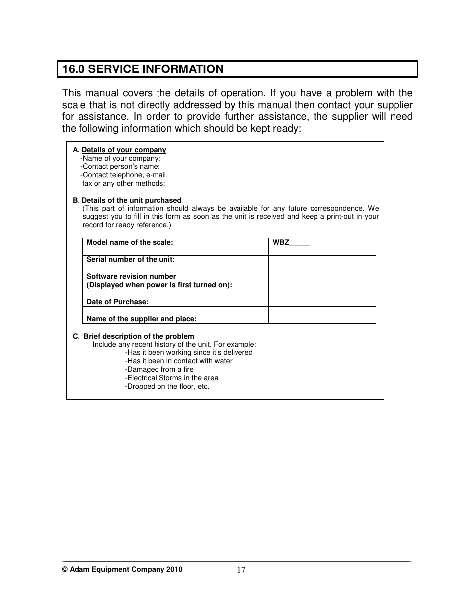 0 service information | Nova-Tech WBZ..aM Series User Manual | Page 19 / 24
