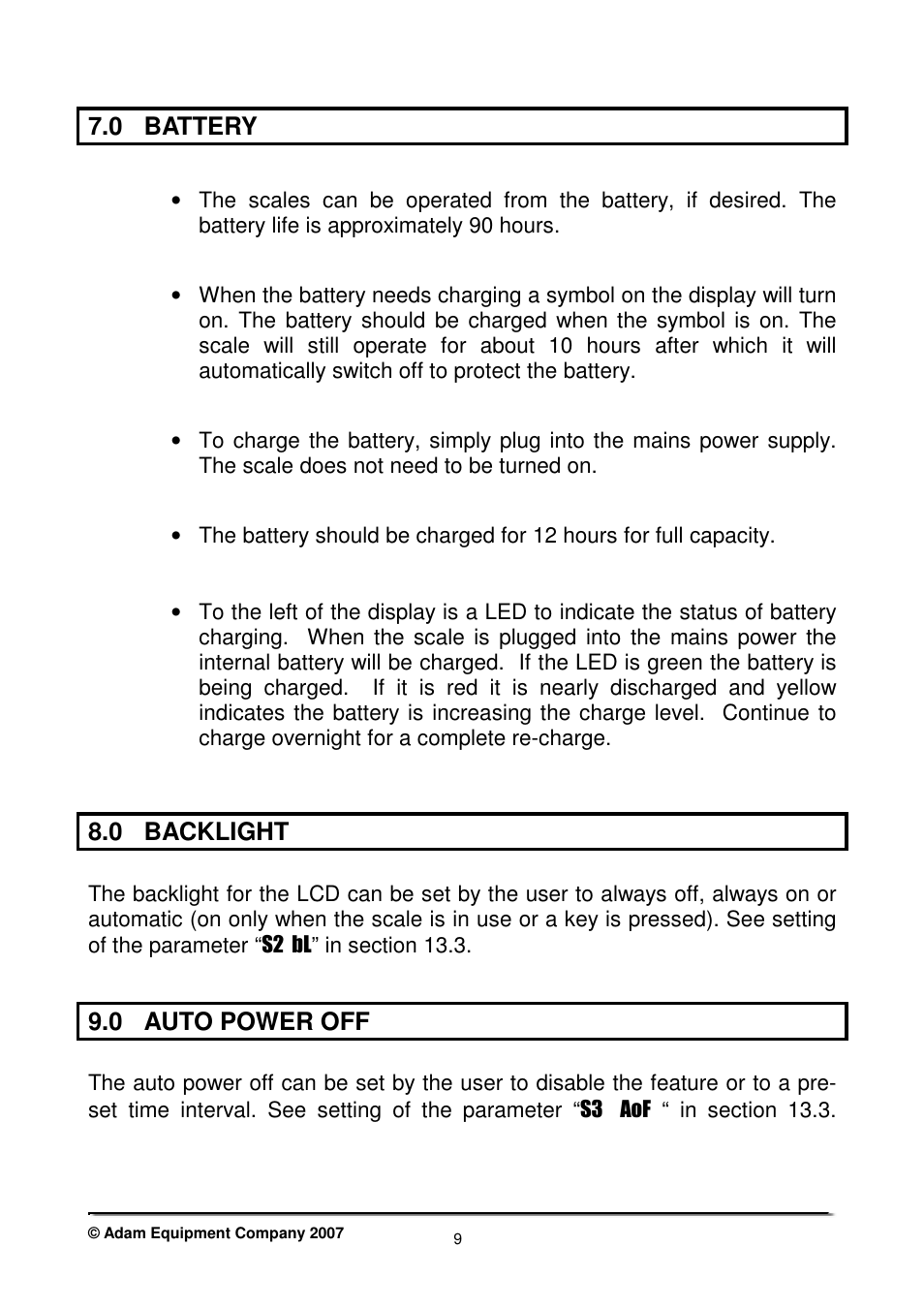 0 battery, 0 backlight, 0 auto power off | Nova-Tech CBK Series User Manual | Page 11 / 36