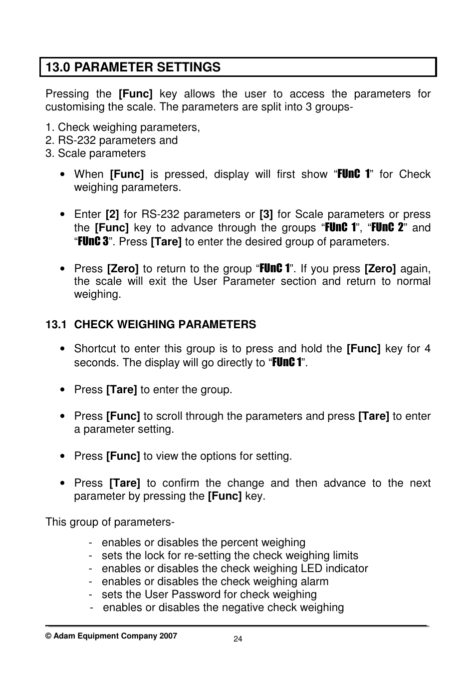 0 parameter settings | Nova-Tech CBK Series User Manual | Page 26 / 36