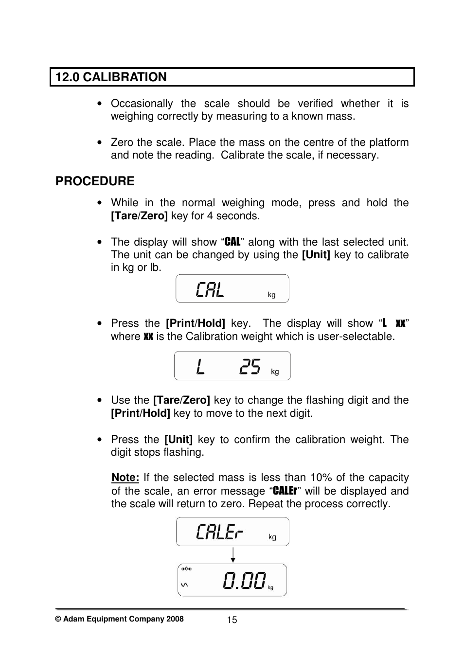 0 calibration, Procedure | Nova-Tech CPWplus User Manual | Page 17 / 32