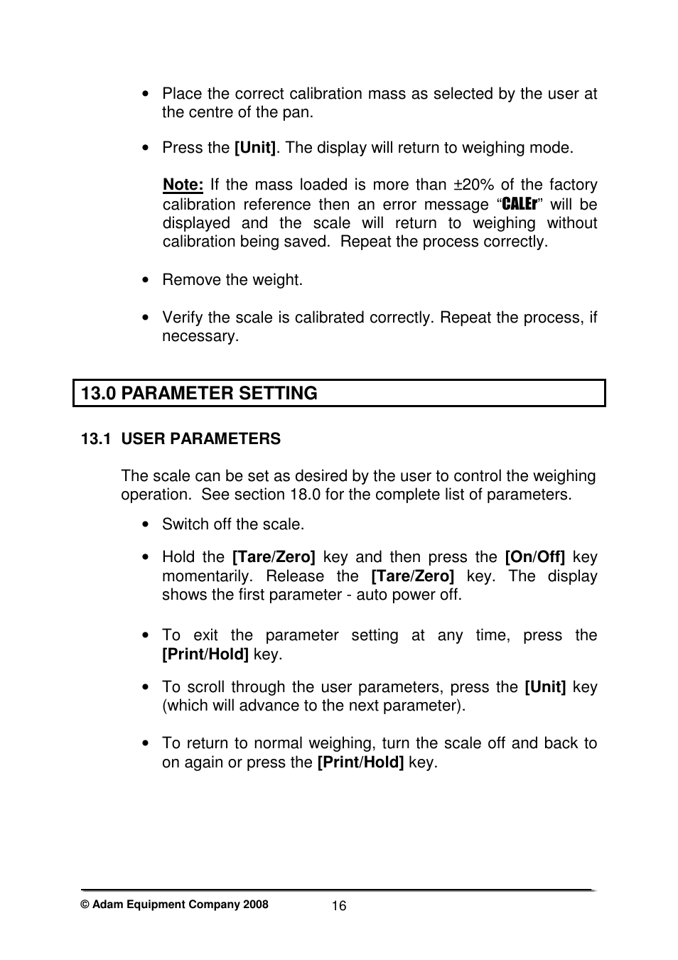 0 parameter setting | Nova-Tech CPWplus User Manual | Page 18 / 32