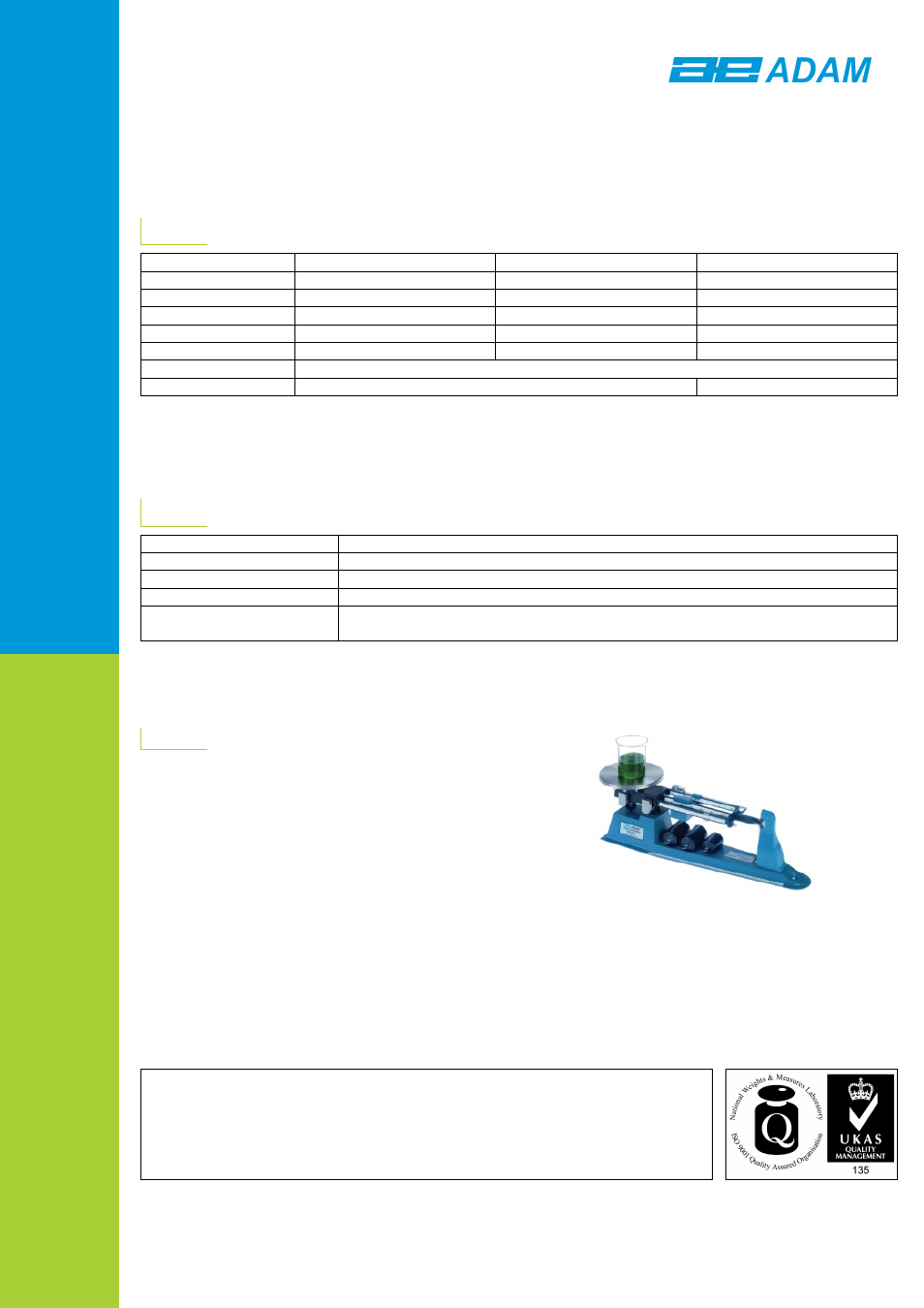 Technical specifications, General specifications | Nova-Tech TBB Series User Manual | Page 2 / 2