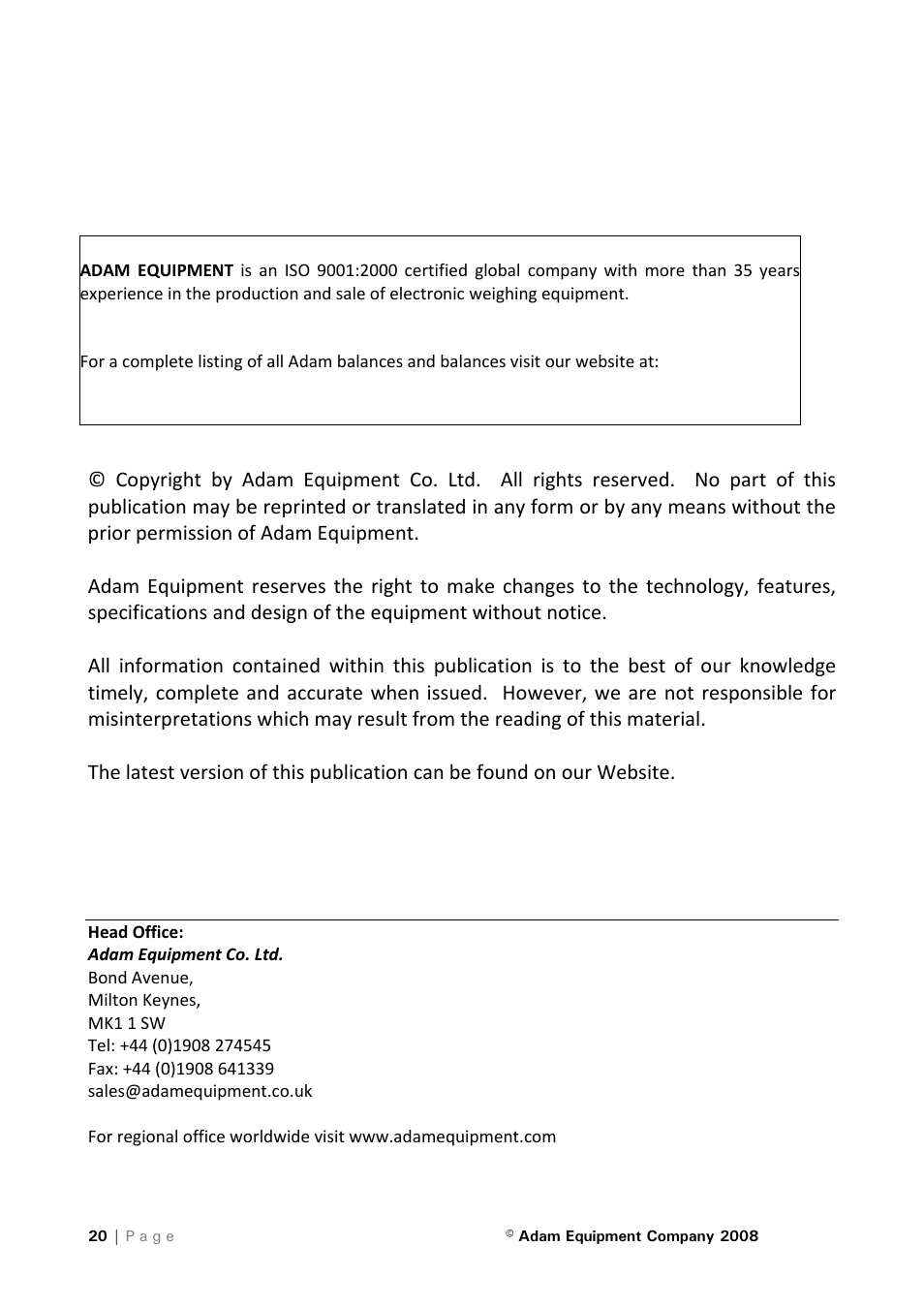 Nova-Tech CQT Series User Manual | Page 20 / 20