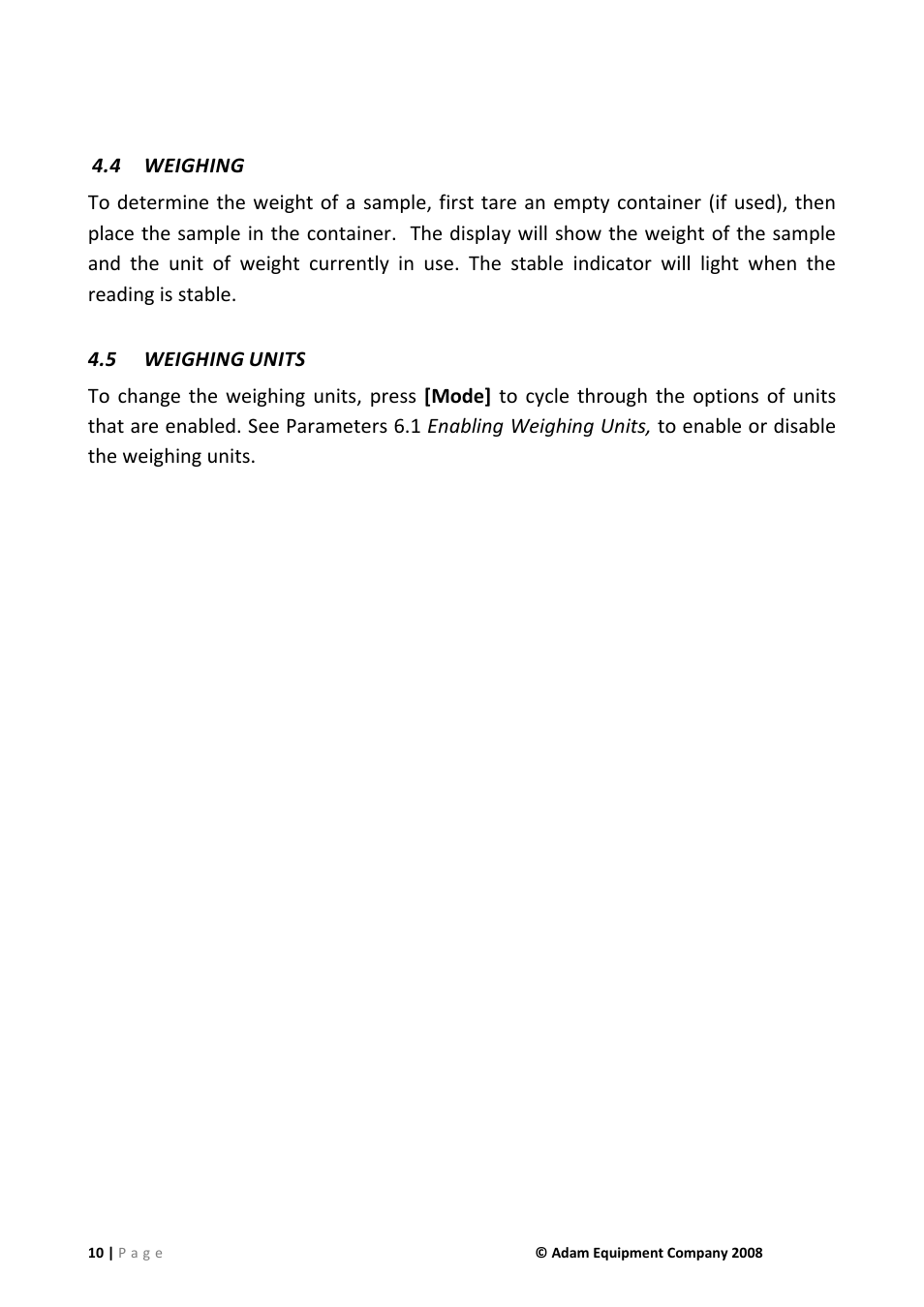 4 weighing, 5 weighing units, Weighing | Weighing units | Nova-Tech IHS 2a User Manual | Page 10 / 28