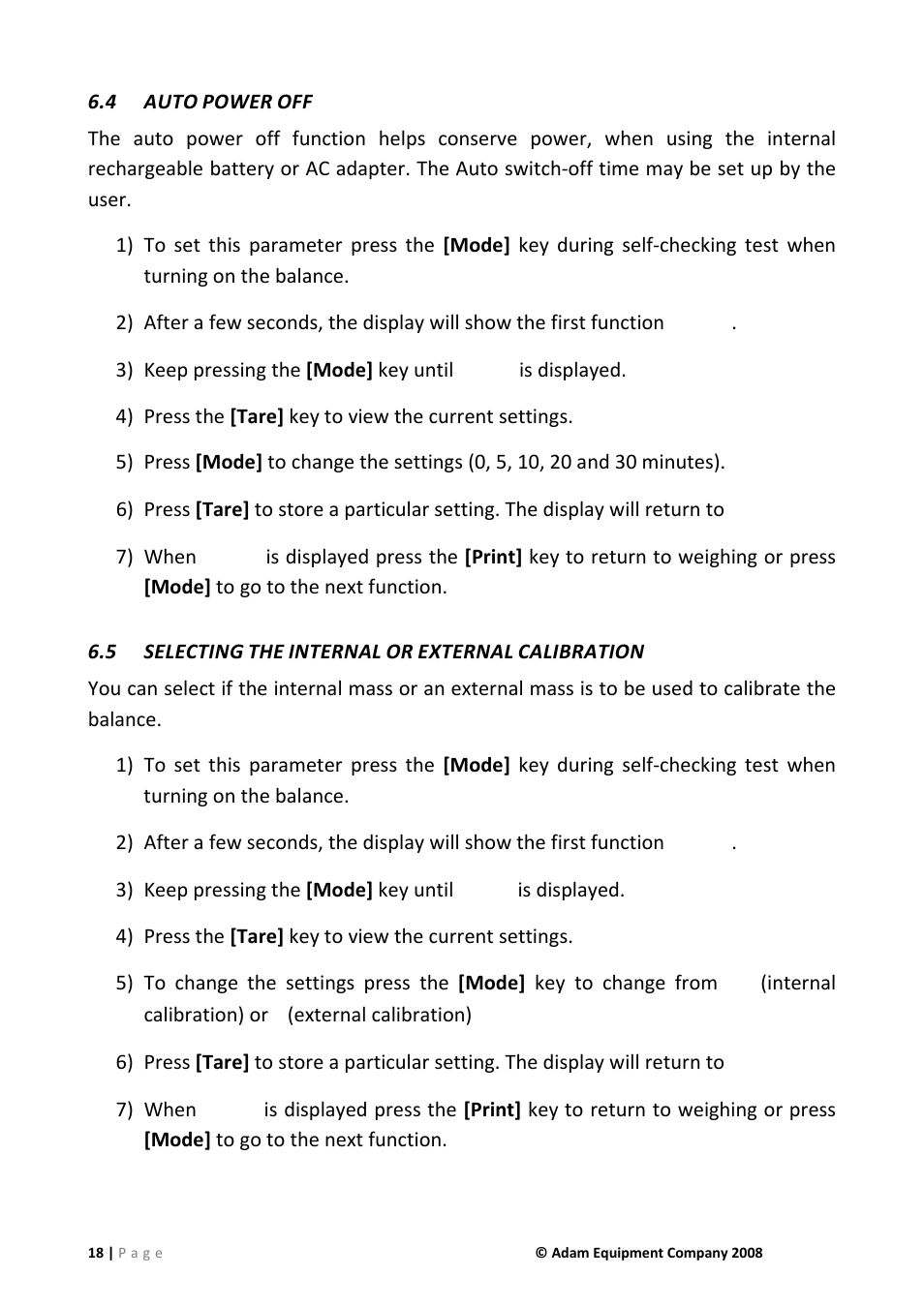 4 auto power off, 5 selecting the internal or external calibration, Auto power off | Selecting the internal or external calibration | Nova-Tech IHS 2a User Manual | Page 18 / 28