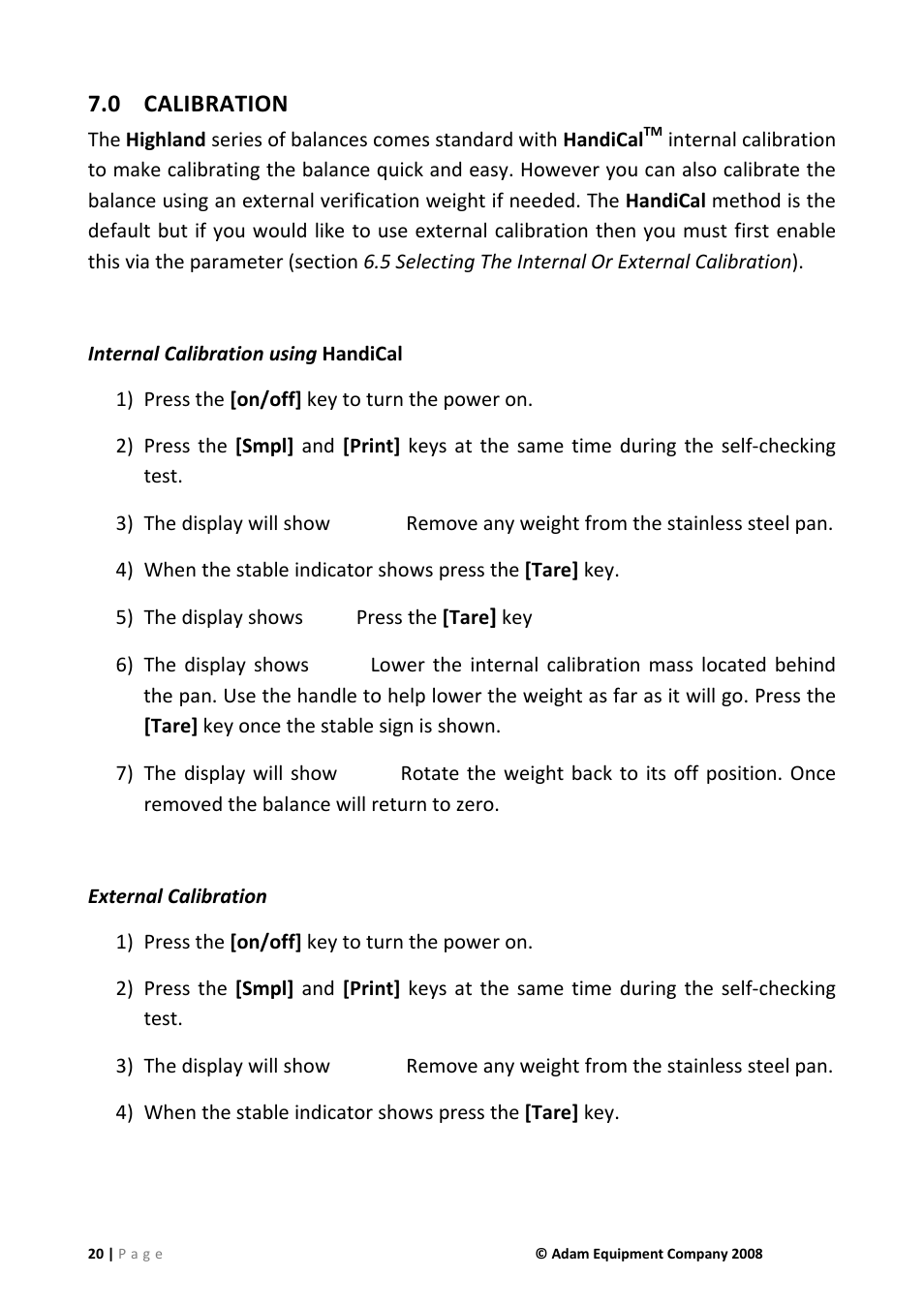 Calibration, 0 calibration | Nova-Tech IHS 2a User Manual | Page 20 / 28