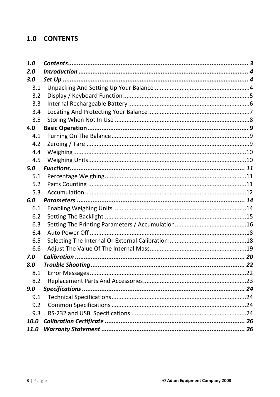 0 contents | Nova-Tech IHS 2a User Manual | Page 3 / 28