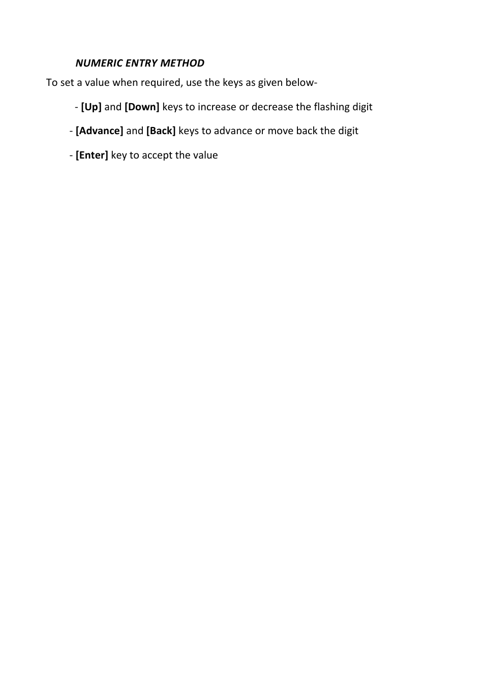 1 numeric entry method, Numeric entry method | Nova-Tech PGL Series User Manual | Page 11 / 40