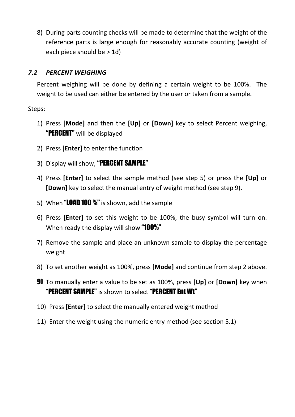 2 percent weighing, Percent weighing | Nova-Tech PGL Series User Manual | Page 16 / 40