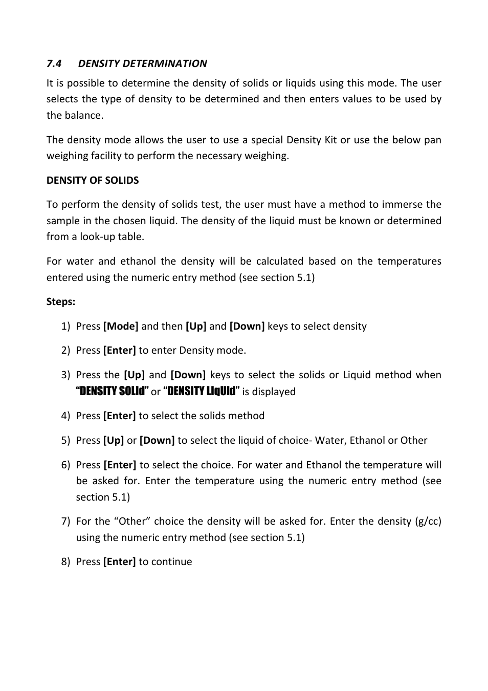 4 density determination, Density determination | Nova-Tech PGL Series User Manual | Page 19 / 40